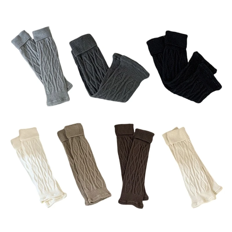 

Wool Cable Knit Footless Socks for Women Aesthetic Turn Cuff Leg Warmers Covers Dropship