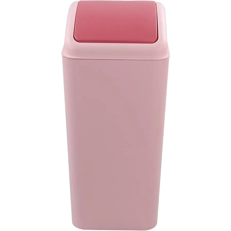 

16 L Plastic Trash Cans with Swing Lid, Garbage Can for Kitchen, Office, Pink