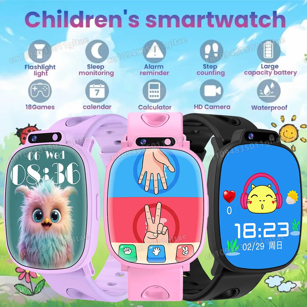 

Новые модные умные часы для детей, игры, HD-экран, камера, фонарик, монитор сна, будильник, детский подарок на день рождения, праздник, мальчик и девочка