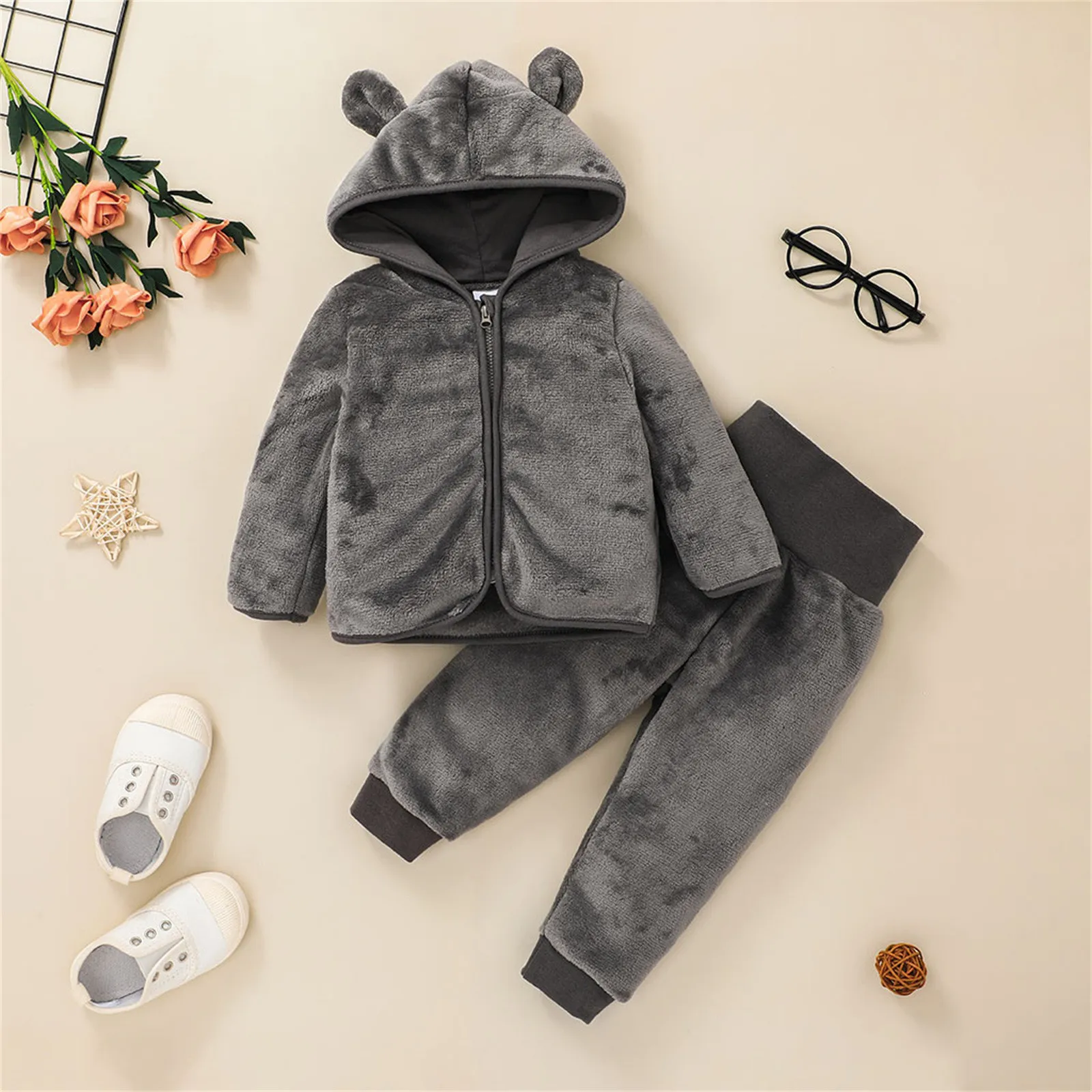 Infant Baby Girls Boys Solid Hooded Long Sleeve Jumper Outfits for Teens 3 to 6 Month Baby Girl Clothes Infant Girl Set