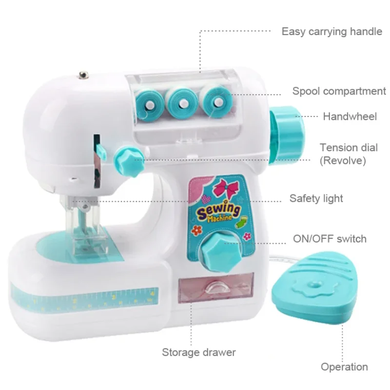 子供シミュレーション電動ミシンライトポータブルミニ家具おもちゃ教育学習デザイン服女の子ギフト
