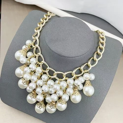 fnaf 2 rupee item Chunky Big Pearl Pendants Statement Necklaces Collar Hombre Vintage Sweater Christmas Necklace For Women