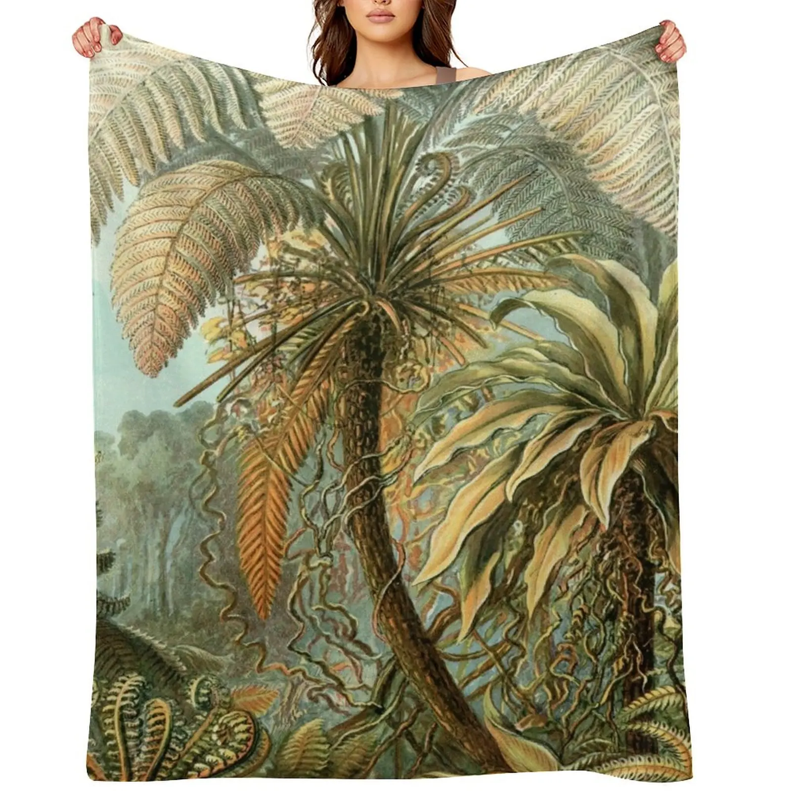 

Vintage Tropical Palm Illustration Painting Artwork Throw Blanket Hairys halloween Sofa Quilt Cute Plaid Blankets