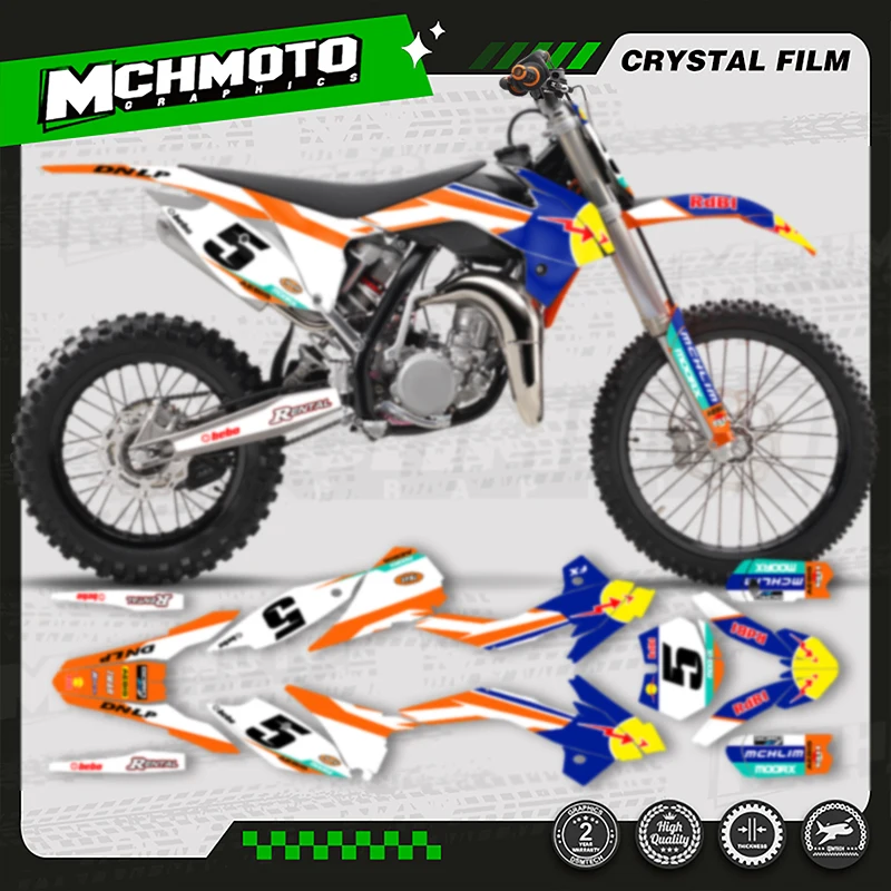 

MCHMFG Custom Motorcycle Fairing Graphics Background Decal Stickers Kit For KTM SX85 2013 2014 2015 2016 2017 Number Name Custom