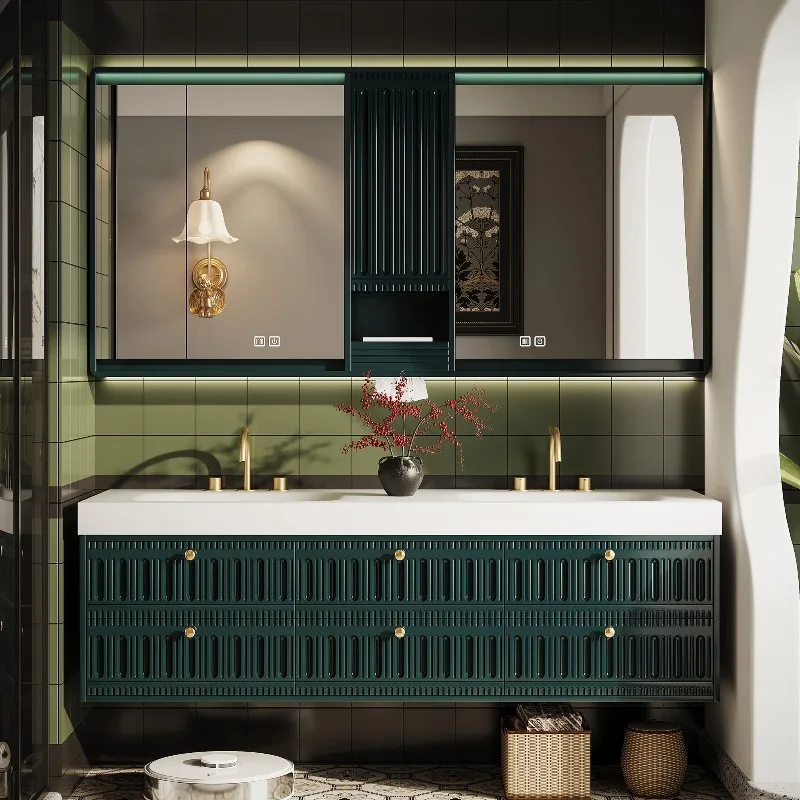 Modern Double Sink Bathroom Vanity With Smart Mirror Cabinet Hand-crafted Wood Design Wall-mounted & Eco-Friendly