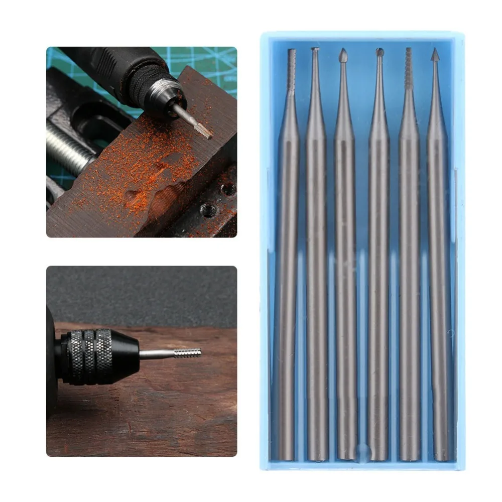 

6pcs Alloy Steel Miniature Drill Silver Thin Set Engraving Milling Cutter Micro Sculpture Tool Silver Jewelry Making