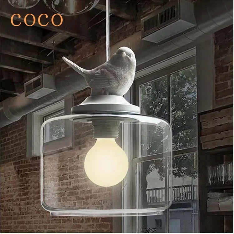 

2024 New Act Cute White Modern Art Creative Fashion Personality Bird Ceiling Lights Glass Chandeliers A Bird LED Restaurant