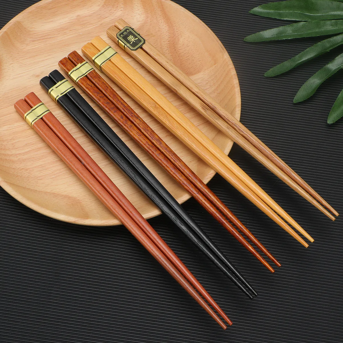 5 Pares de Palillos de Madera Reutilizables, Vajilla de Madera Natural Sólida para el Hogar, Sushi, Hot Pot, Cocina China, Japonesa, Coreana y Asiática