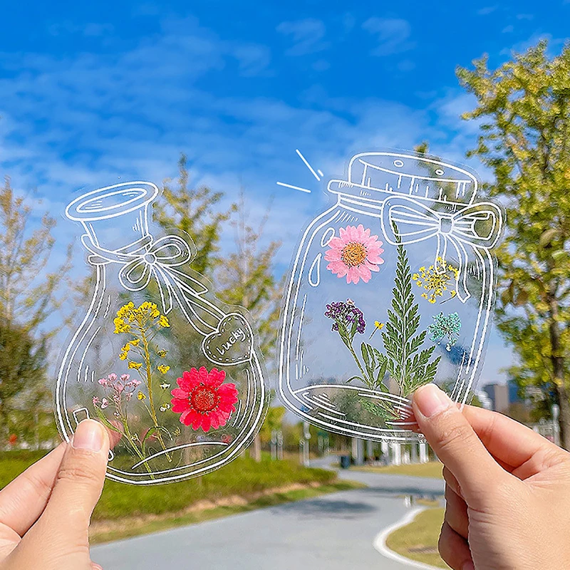 Marcapáginas de flores secas transparentes para estudiantes, marcapáginas de bricolaje, Clips de página de flores, especímenes de plantas caseras de plástico creativo, 20 piezas