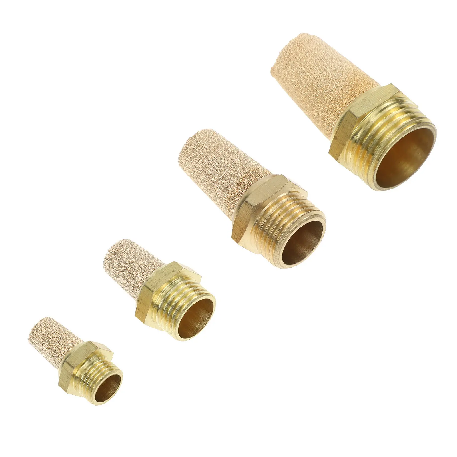 4Pcs Full Copper Pneumatic Brass Threaded Muffler for Industrial Pneumatic Systems Effective Sound Dampening Long Life