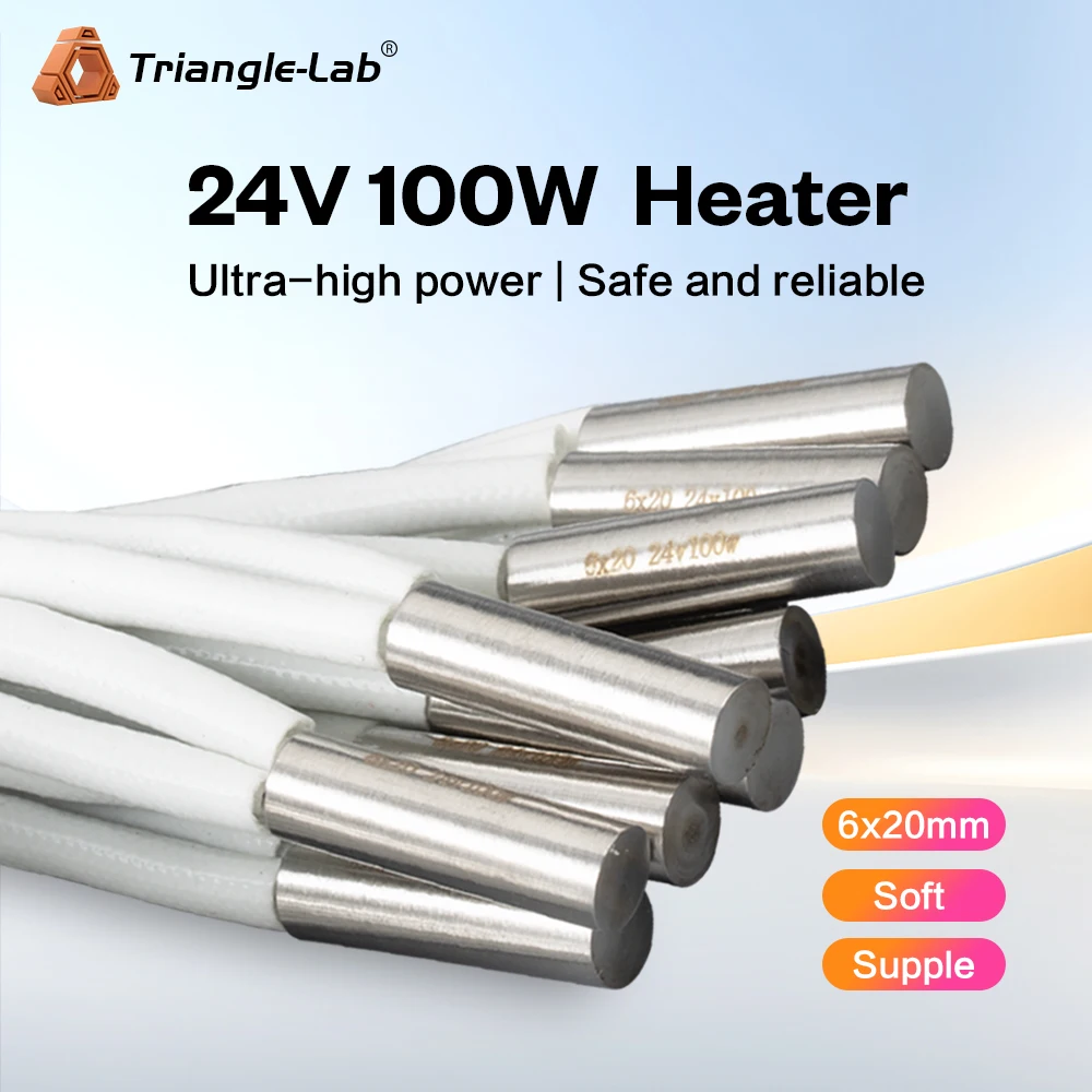 

Trianglelab3D Printer Rapid Heating 6*20MM 100W 24V Super Heater CartridgeFor 3D Printer For PT100 Dragon HOTEND Volcano MK8 MK9