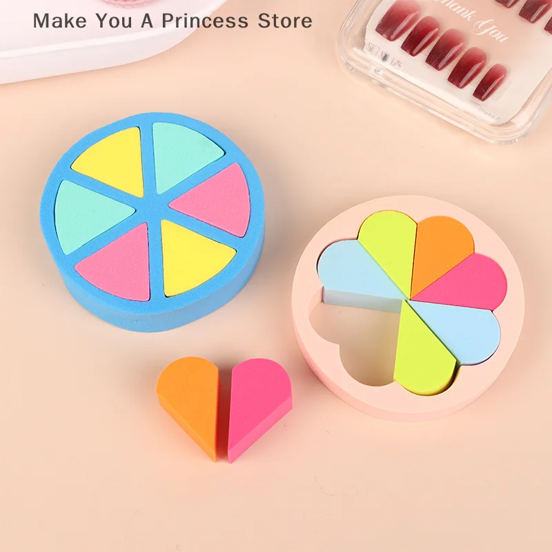 

6/8pcs Triangle Makeup Puff Small Sponges Portable Blenders Wet Dry Dual-use Beauty Natural Latex Mini Facial Cosmetics Tools