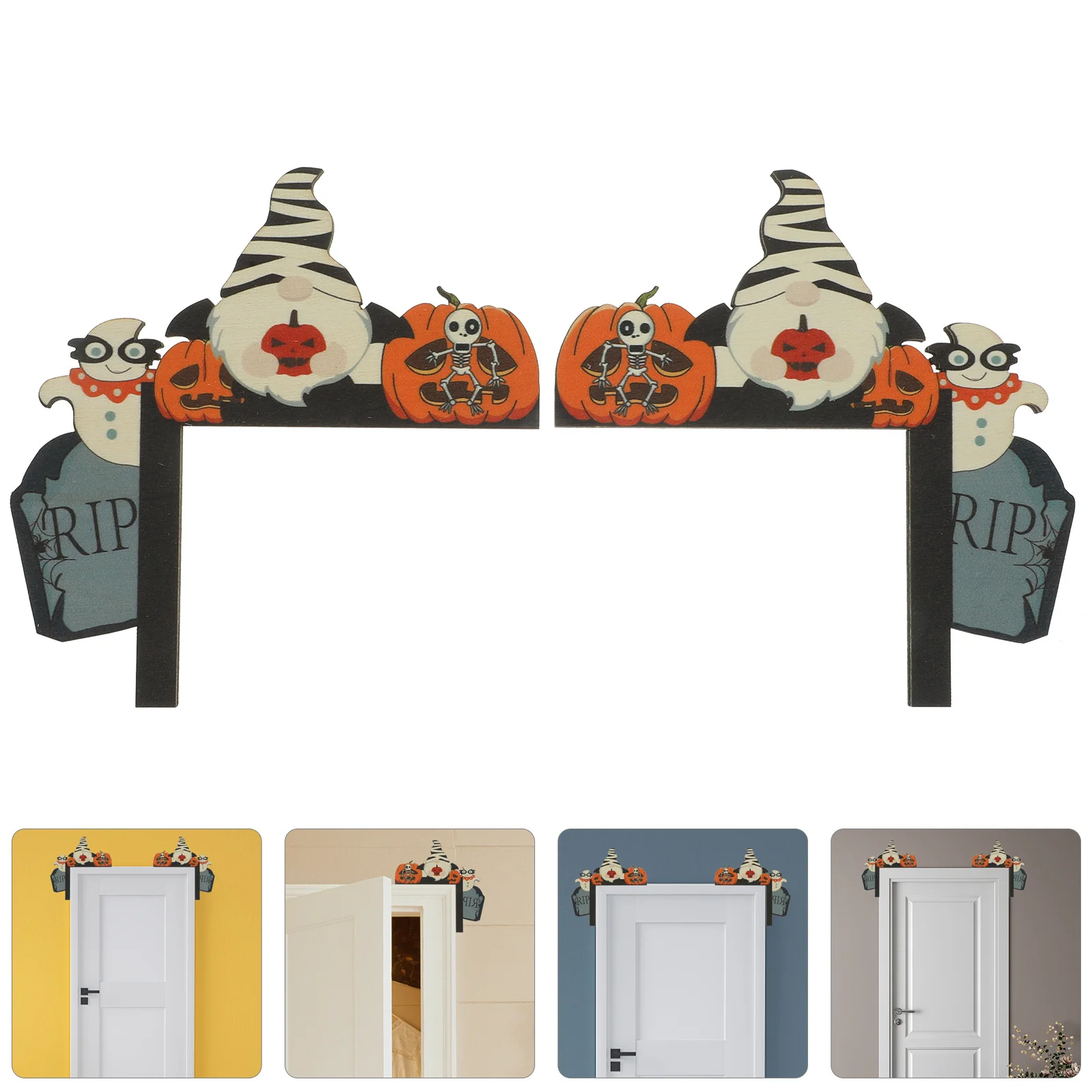 1Set Wood Halloween Door Frame Decor Pumpkin Halloween Decor Haunted House Door Corner Party Supply Party Favor