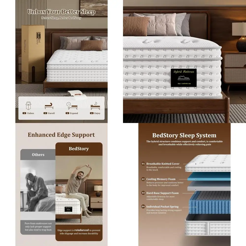 

Матрас King Size 14 Hybrid в коробке, с усиленной поддержкой, гостиничного качества, без стекловолокна, сделано в США, пробный период 365 дней