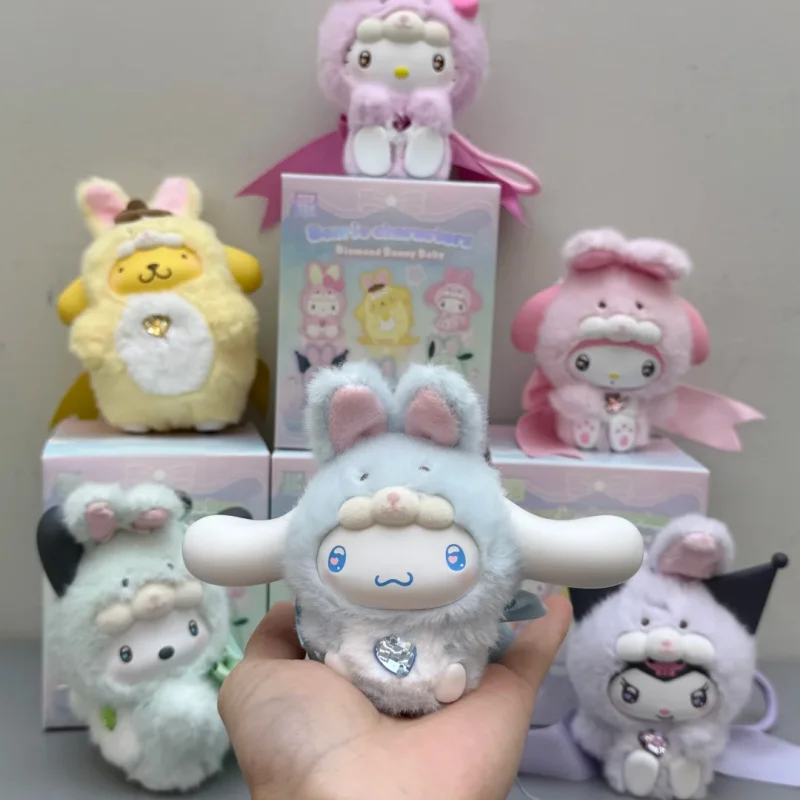 

Новый оригинальный персонаж Sanrio с бриллиантовым кроликом, детская серия, модная слепая коробка, игрушки, кавайные куклы, брелок, кулон, загадочная коробка, подарки