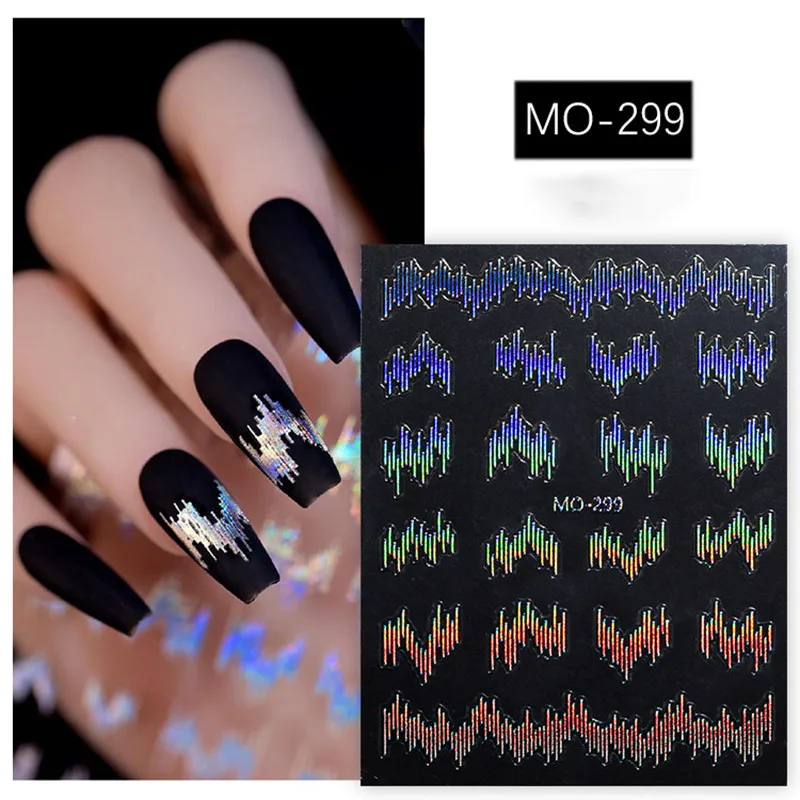 1 Blatt Hochglanz reflektierende Nagel aufkleber Glitzer Laser Silber dunkel auffällige Wirkung Maniküre 3D Nail Art Dekoration Aufkleber