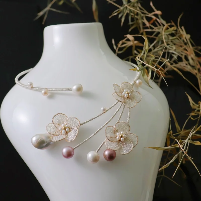 

SGARIT 14k Filled Gold Necklace Jewelry Edison Pearl Collar Choker Woman Neck Chain for Vacation