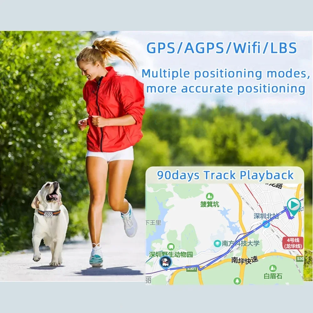 4G Pets Gps Tracker with Sim Card Waterproof Anti-theft Real-time Tracker Dog Collar Free Tracking APP for Dog Anti-lost Locator