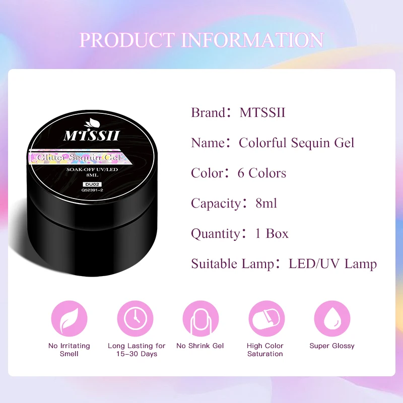 MTSSII 8ml brokatowe cekiny żel Macaron musujący żel do mocowania półtrwały do ​​Manicure Nail Art żel UV do paznokci