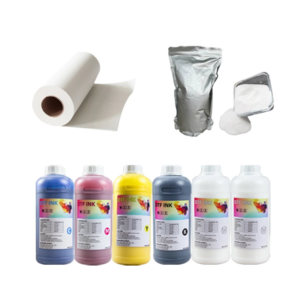 DTF printer consumable combination 1kg Ink+1kg Powder +Pet film For DTF Transfer Printer DIY T-Shirt