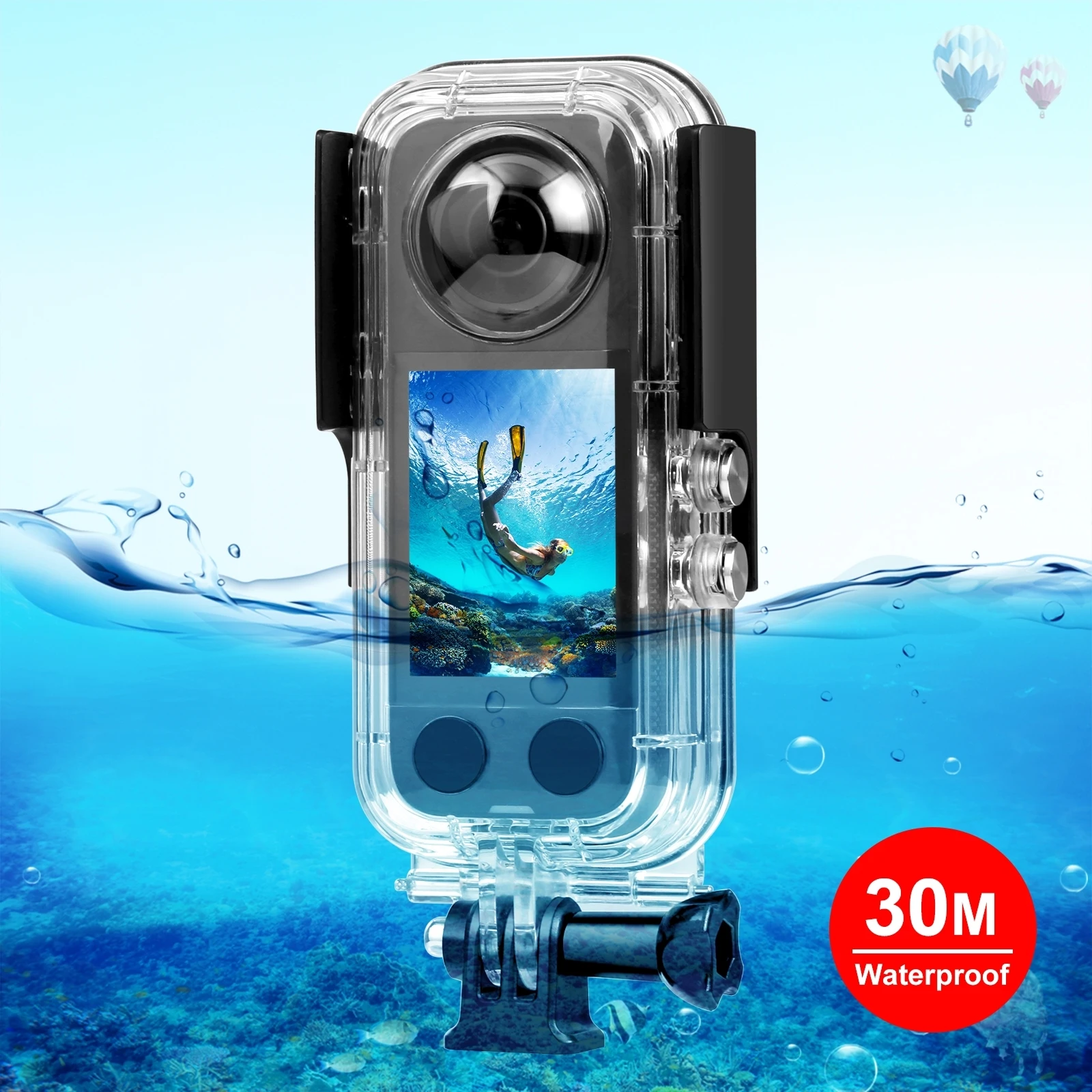 PULUZ for Insta360 X3 30m Underwater Waterproof Diving Housing Case Cover for Insta360 X3 Panoramic Camera Accessories