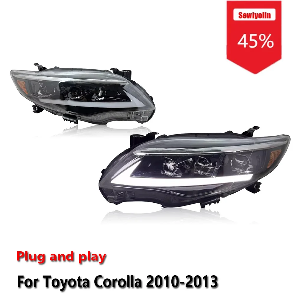 

Sewiyolin Car LED Headlight Assemblies For Toyota Corolla 2010-2013 Fog DRL Brake Turn Signal Lamp Plug and Play USA