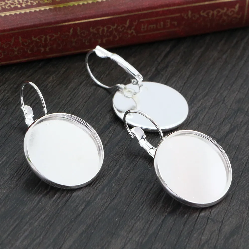 20mm 25mm 10pcs/Lot Classic 10 Colors plated French Lever Back Earrings Blank/Base,fit 20/25mmcabochons,buttons;earring bezels