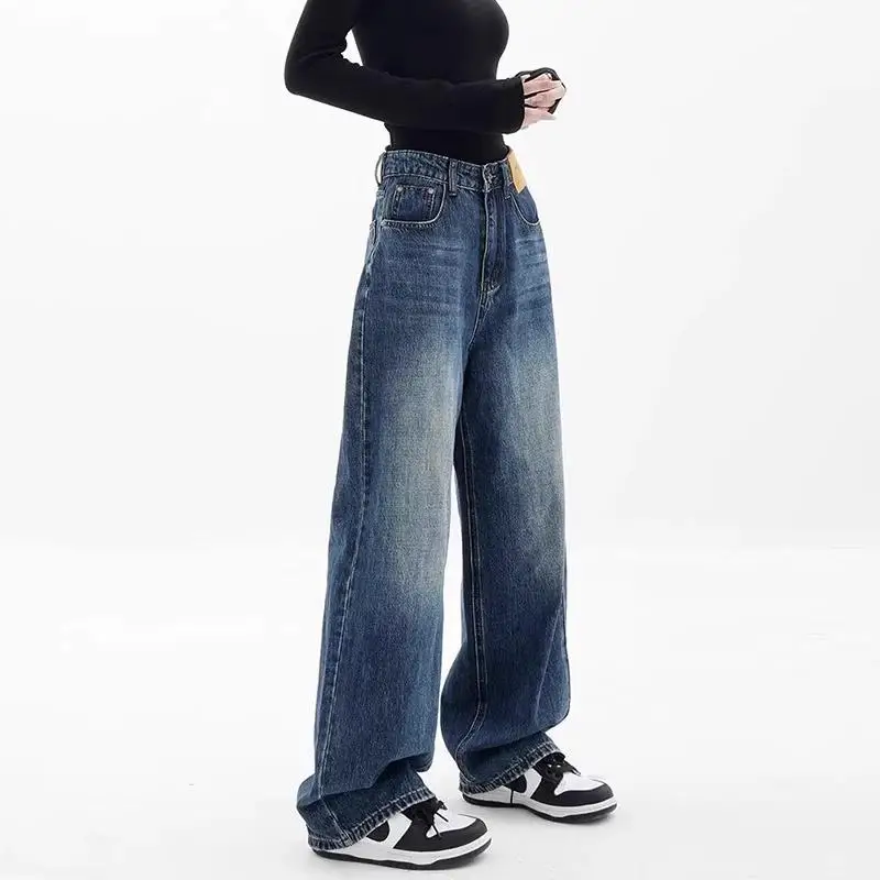 ارتفاع الخصر واسعة الساق الجينز مستقيم Bootcut النساء السراويل ل الكمثرى على شكل الجسم التخسيس السراويل الطويلة الخريف أسود أزرق الجينز امرأة