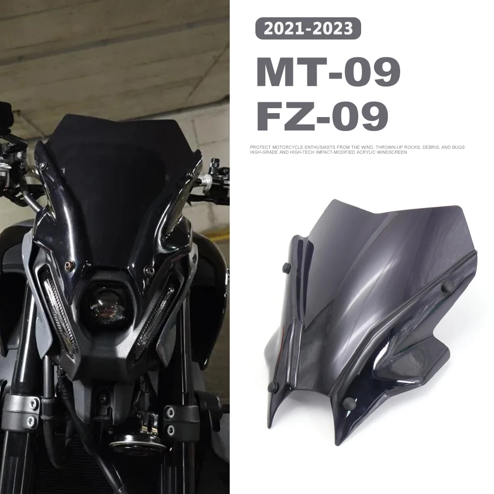 

Motorcycle Sport Windshield Visor Black Windscreen Fits For YAMAHA MT-09 2021 2022 2023 MT09 SP 21 22 23 FZ09 FZ-09 mt09 sp