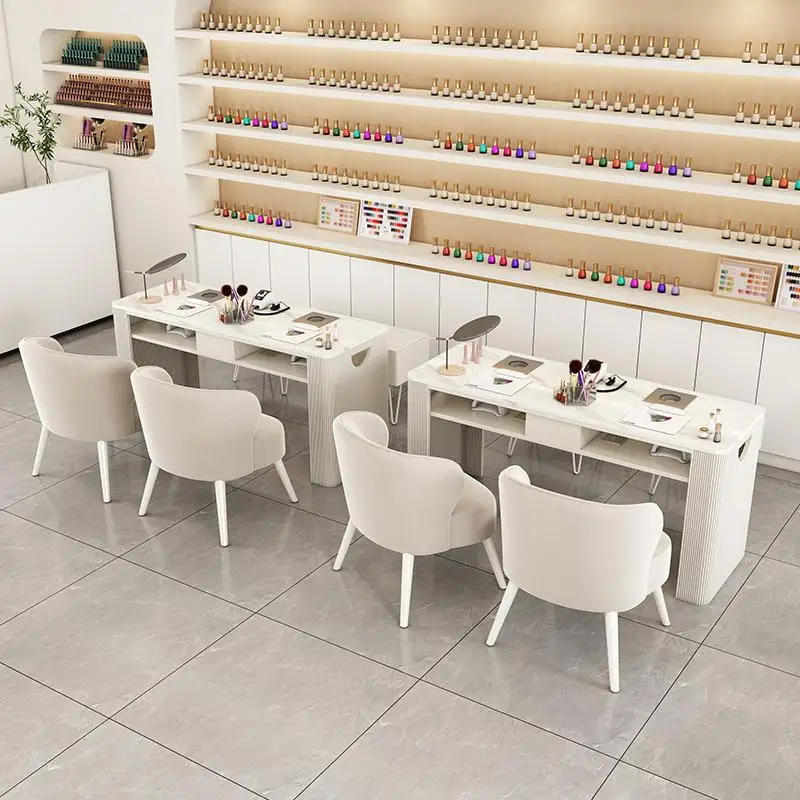 Manicura Set Nail Table Chair Built Dust Collector Marble Portable Nail Table Storage White Mesa De Manicura Salon Furniture