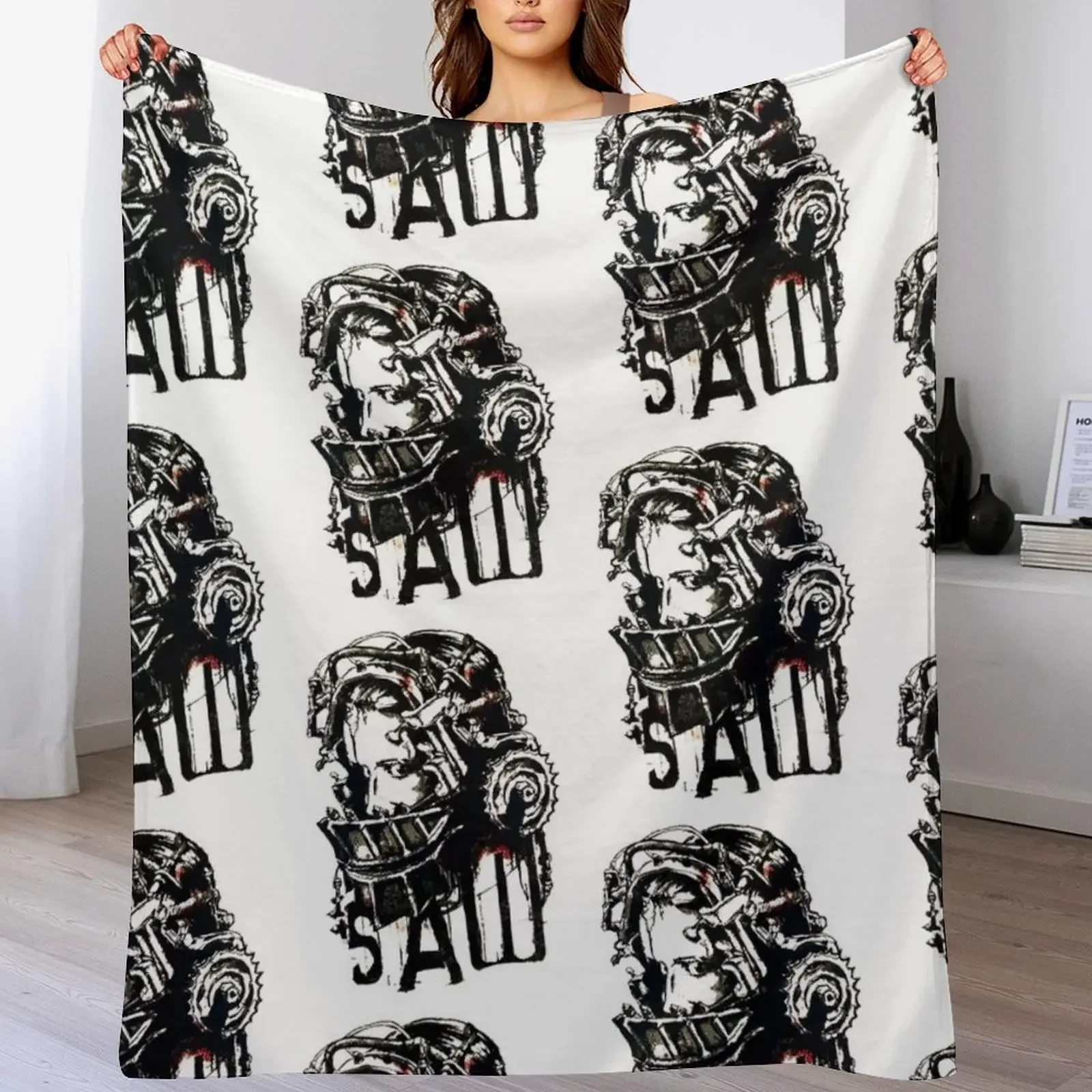 Vintage Reverse Bear Trap Saw Movie Throw Blanket blankets and throws Hairys Blankets Sofas Of Decoration cosplay anime Blankets