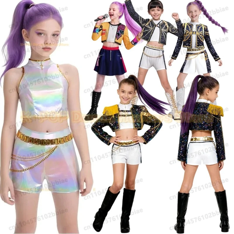 

Anime Movie Kids Kpop Demon Hunter Cosplay Rumi Zoey Mira Cosplay Suit Clothes KPop Rumi Zoey Cosplay Costume 3D Print Costume