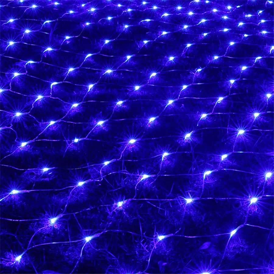 Solar or EU Plug Net Light Mesh Fairy Lights Waterproof Garland With 8 Modes Timer Christmas Decorations For Home 3M*2M Holiday