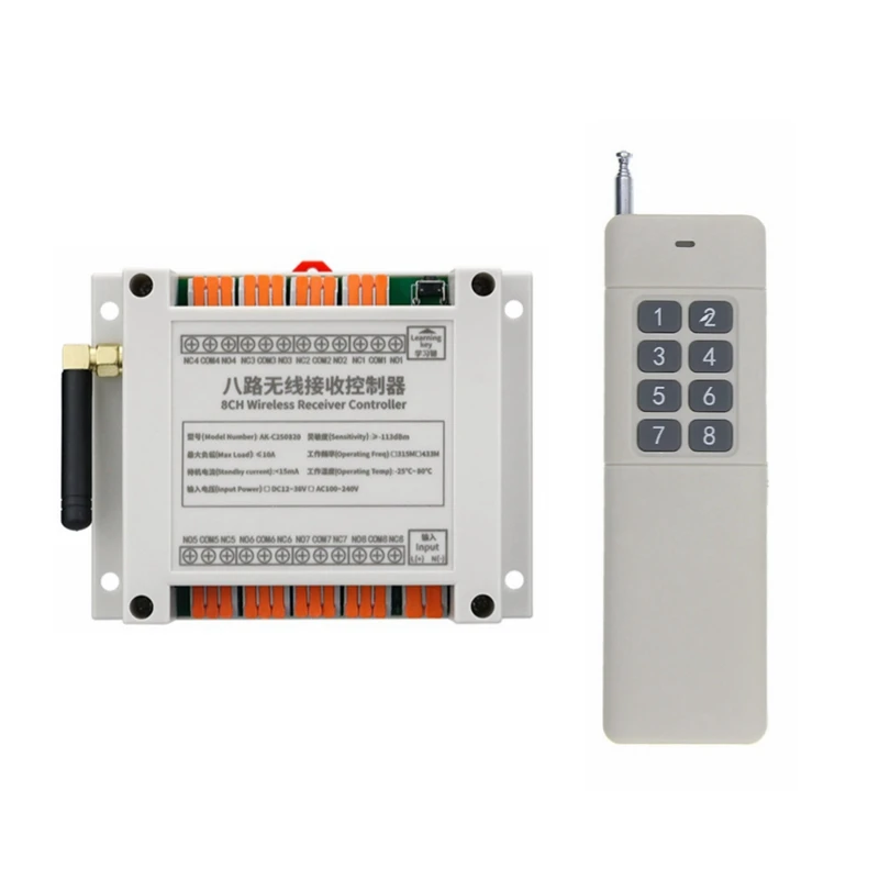 DC 12V - 36V 8-Channel Remote Control Switch Radio Transmitter, Suitable For Truck LED Strips, Motors, And Industrial Control