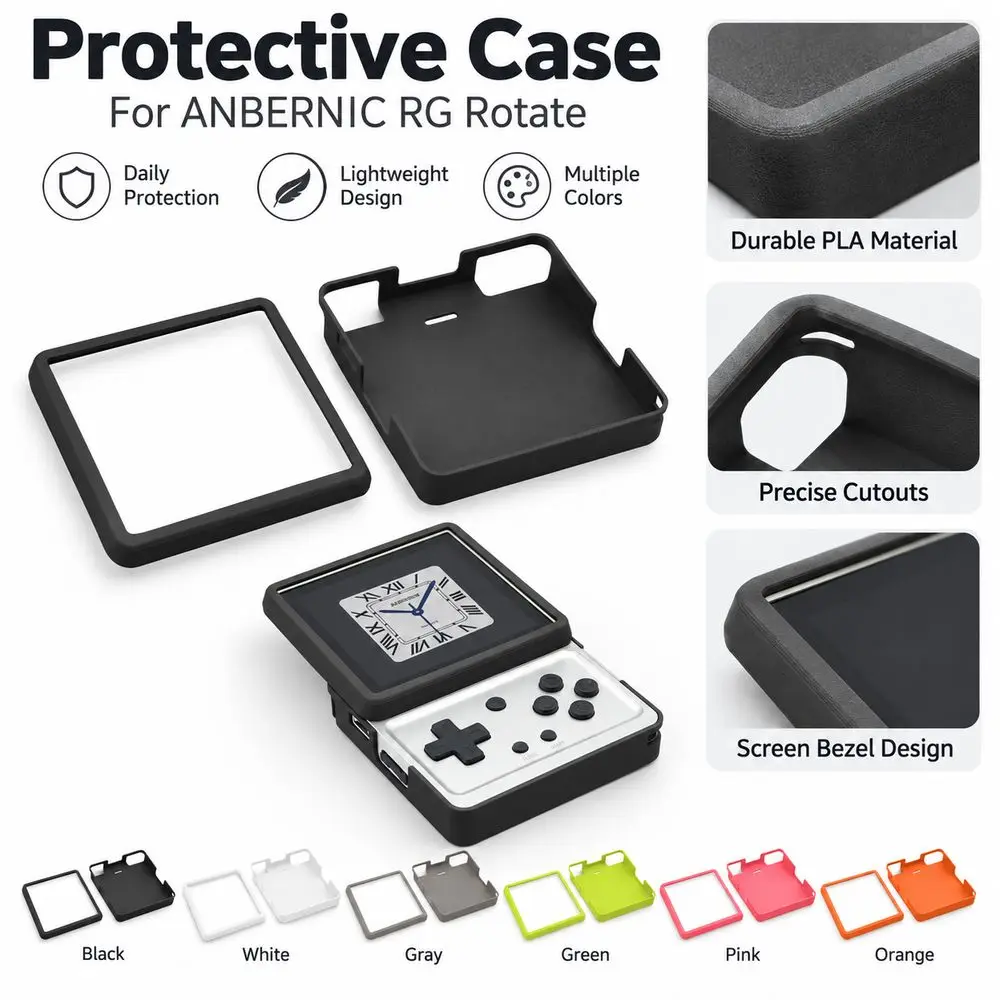 3D Printed PLA Handheld Game Console Case Upper Lower Shell Set Shockproof Game Console Protective Shell for ANBERNIC RG Rotate
