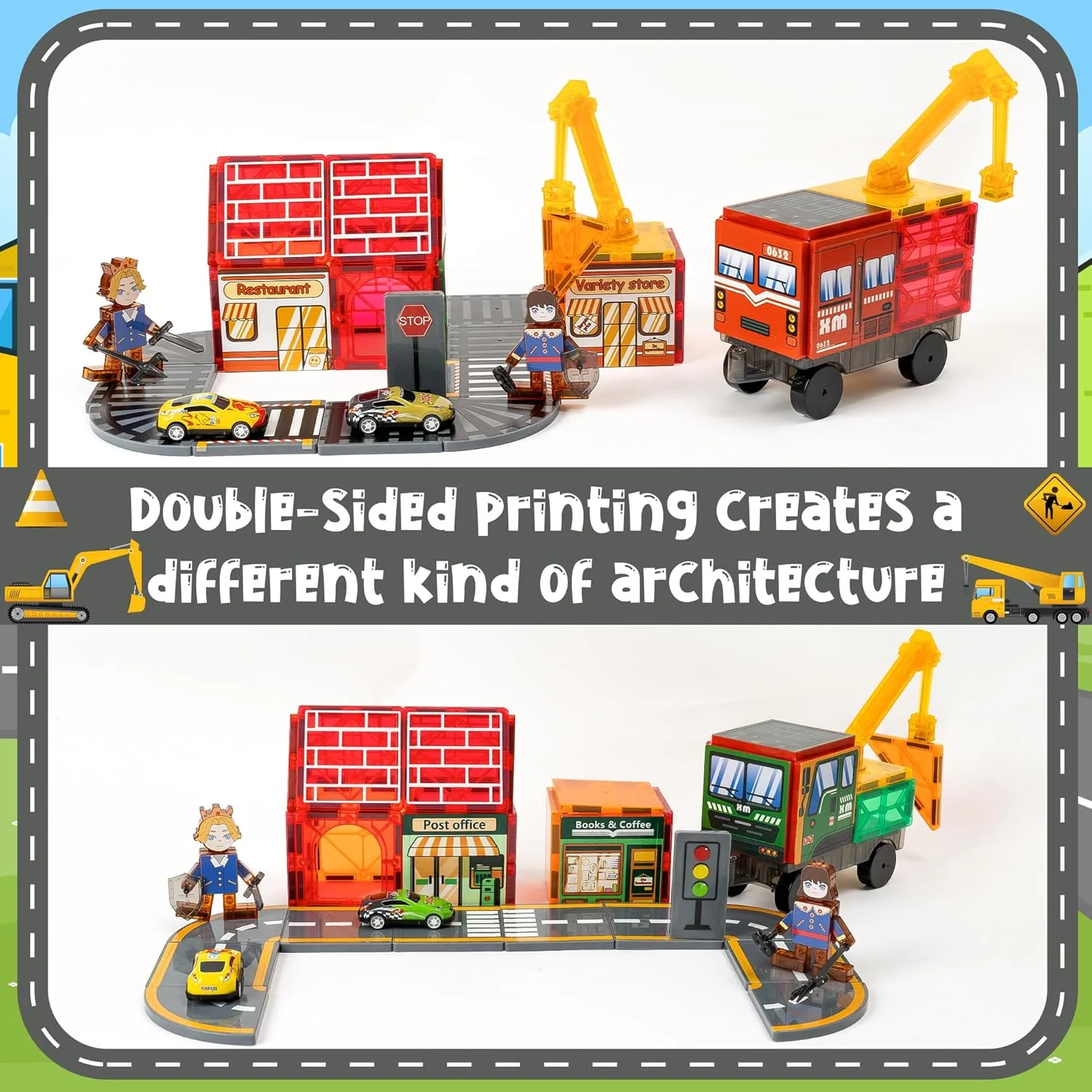 مجموعة مكعبات بناء الطرق المغناطيسية للأطفال - لعبة تعليمية تفاعلية بين الوالدين والطفل هدية عيد ميلاد مثالية