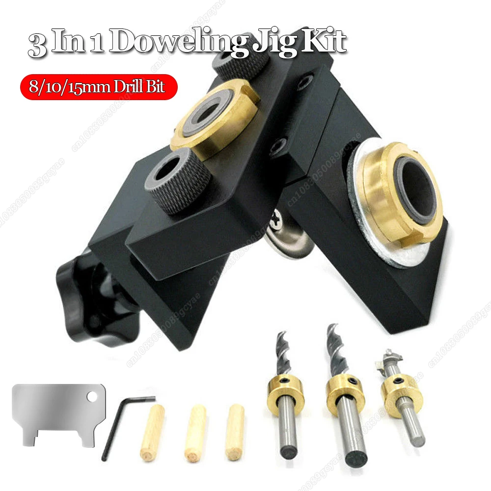 

Multifunction 3 In 1 Woodworking Doweling Jig Kit Hole Puncher Pocket Hole Jig Drill Guide Locator Furniture Connecting DIY Tool