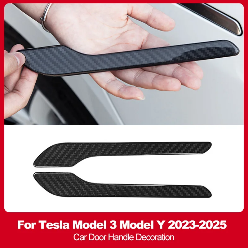 

Для Tesla model 3 2023-2025 model y 2025 углеродное волокно дверная ручка автомобиля украшения аксессуары автомобильные наклейки 4 шт. автомобильные аксессуары