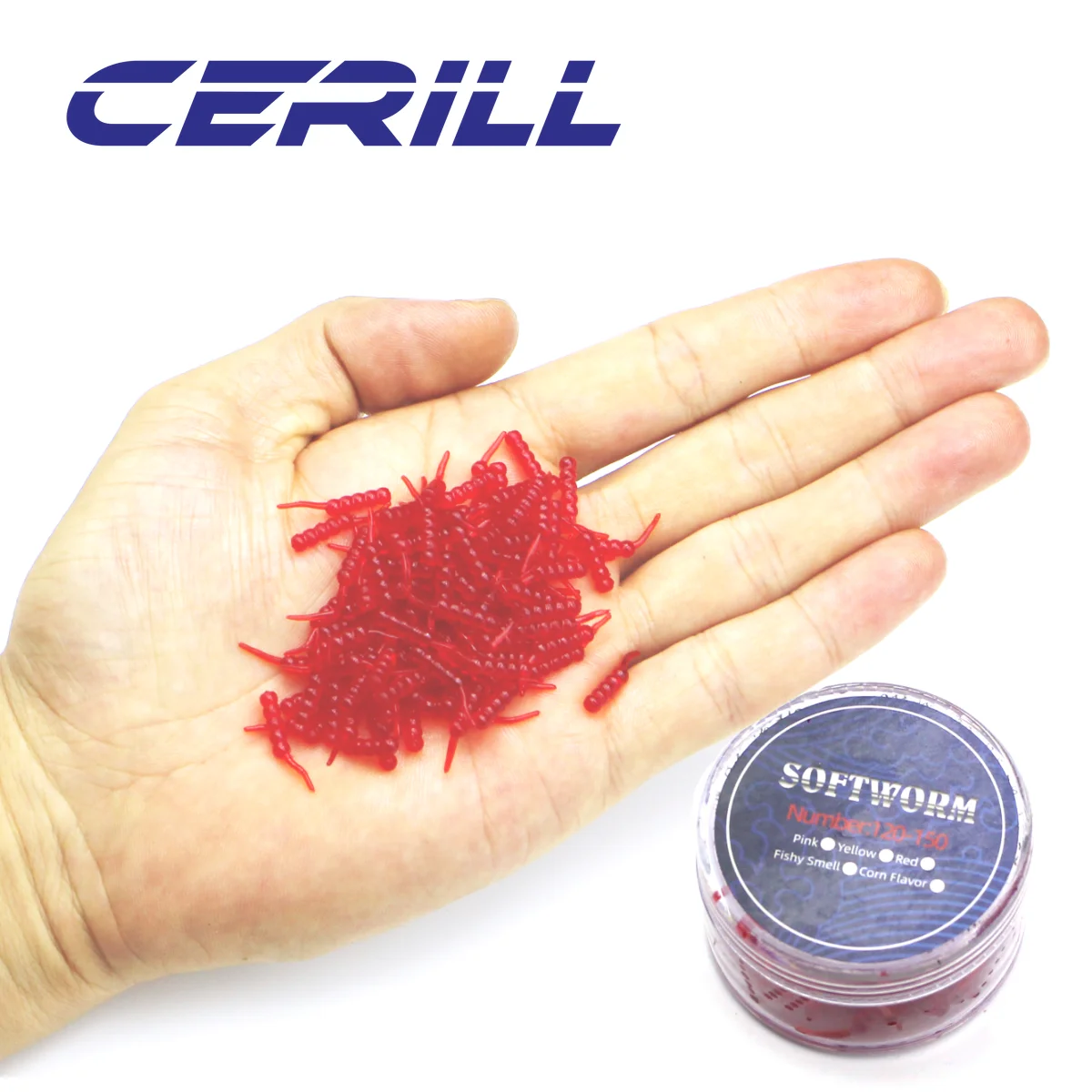 Cerill 120 sztuk/zestaw 20mm robaki robaki przynęta miękka przynęta wędkarska rybi zapach silikonowy Grub sztuczny karp Bass plastikowe pudełko na przynęty