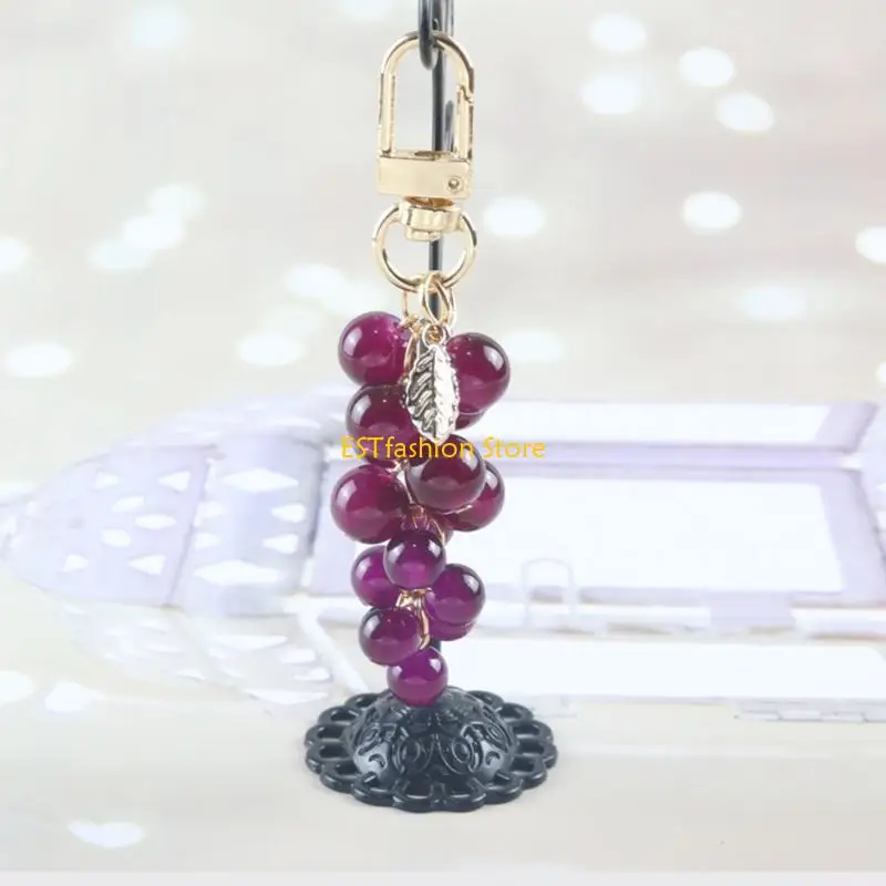 Y5GC 3D Grape Pendant Keychain Simulated Fruit Keychain Perfect Bag Charm Backpack Ornament Jewelry for Women and Girls