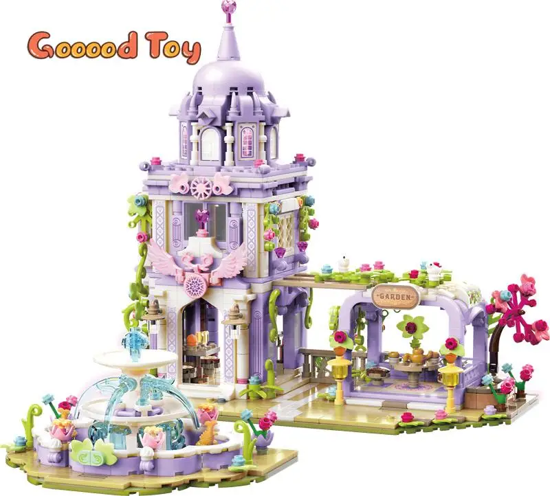여아용 공주 성 빌딩 블록, 나무집 안뜰 정원 모델 블록, 어린이 창의적인 DIY 교육 장난감, 어린이 선물