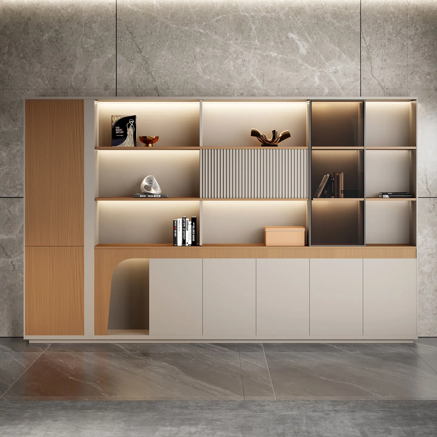 Office Bookcase Boss Desk Background Cabinet File Cabinet Wooden Data  Storage  Storage Display