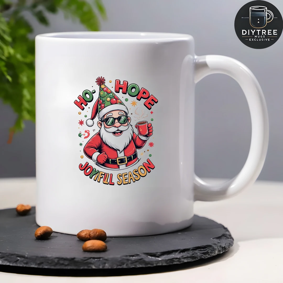 كوب قهوة سعة 11 أونصة + كوب كرتوني سانتا كلوز + كوب مكتب عائلي من HO HO HOPE + مجموعة هدايا لموسم عيد الميلاد المبهجة