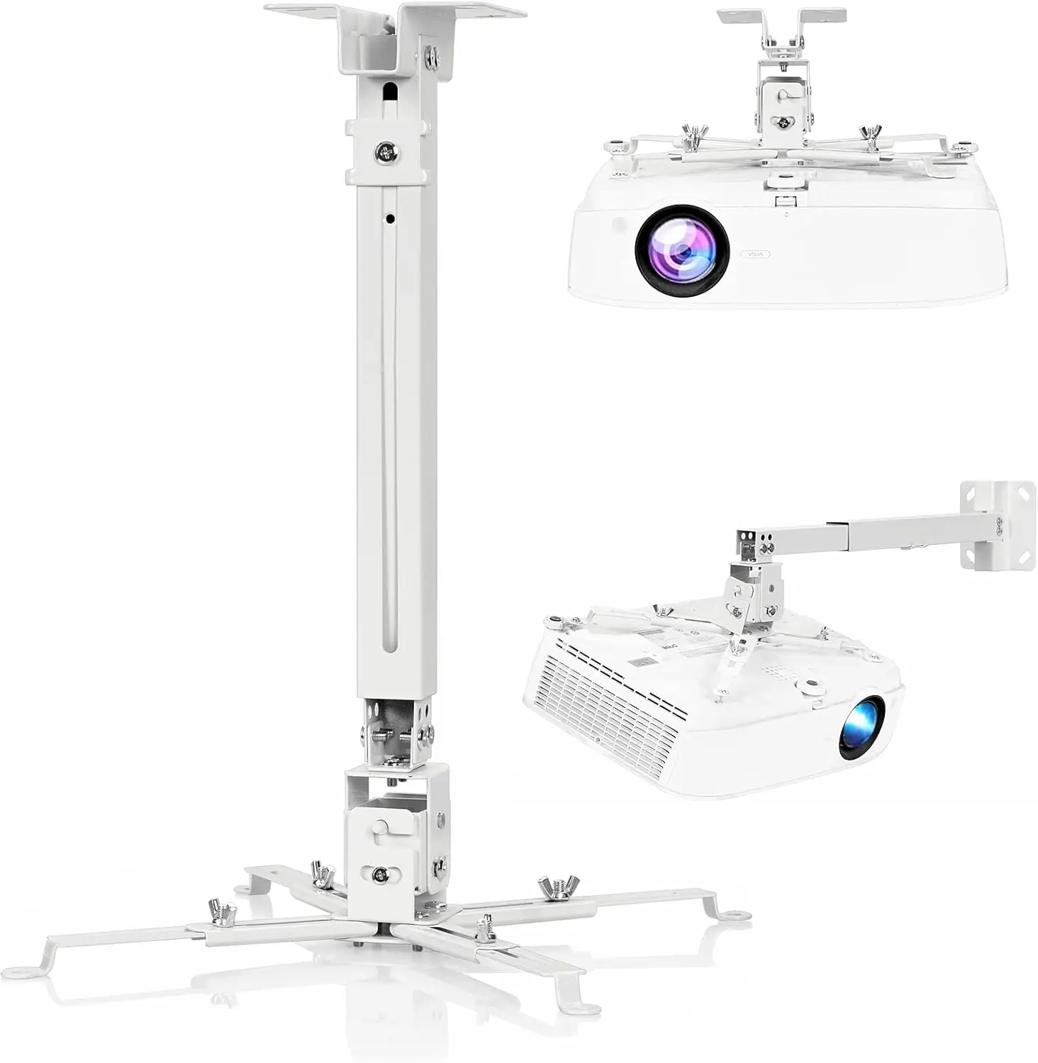 

3-in-1 Universal Projector Mount - Adjustable Ceiling/Wall Bracket with Extension Pole