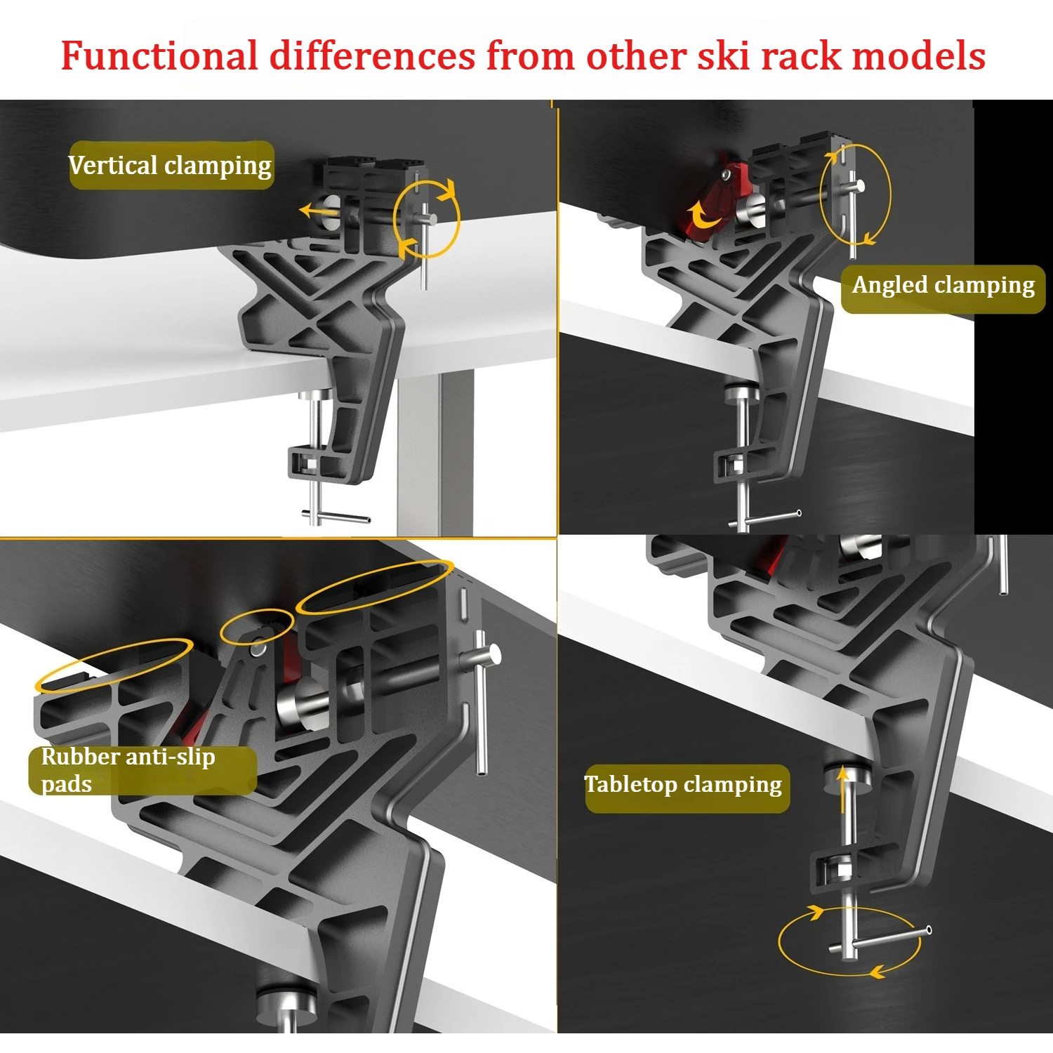 Upgraded Ski Vise Holder, Snowboard Edge Tuning & Waxing Clamp Vice Stable Durable Ski Maintenance Repair Tool