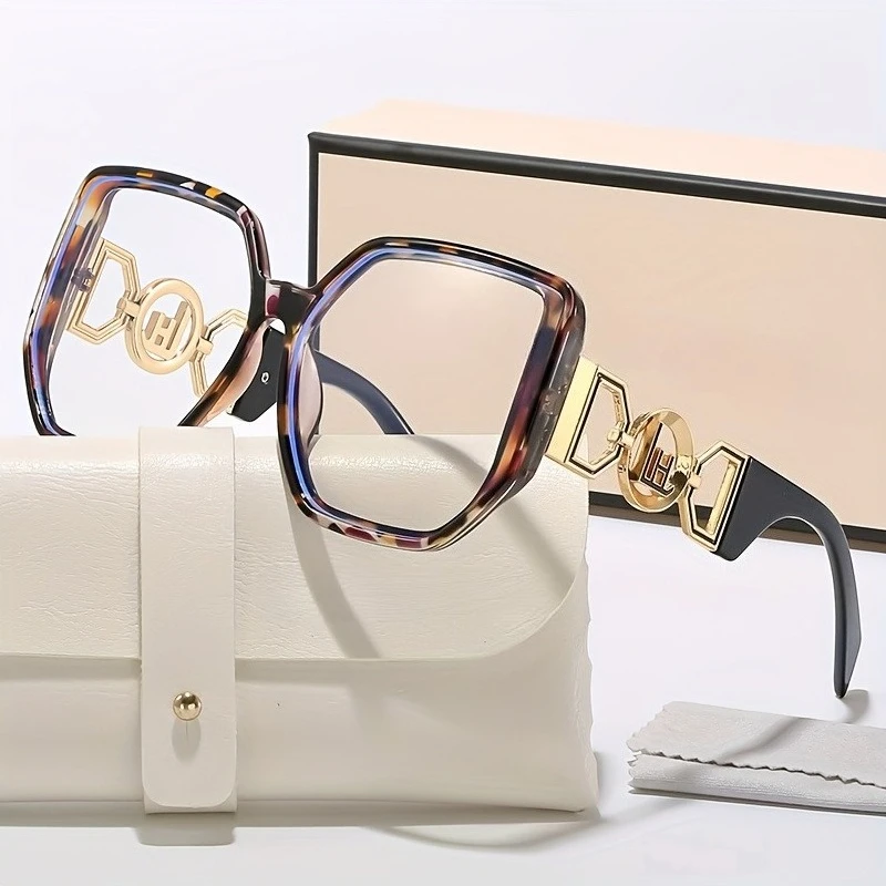 نظارات شمسية جديدة كبيرة الحجم مربعة مضادة للضوء الأزرق، تصميم فاخر بطباعة الفهد، نظارات للجنسين تناسب الجميع