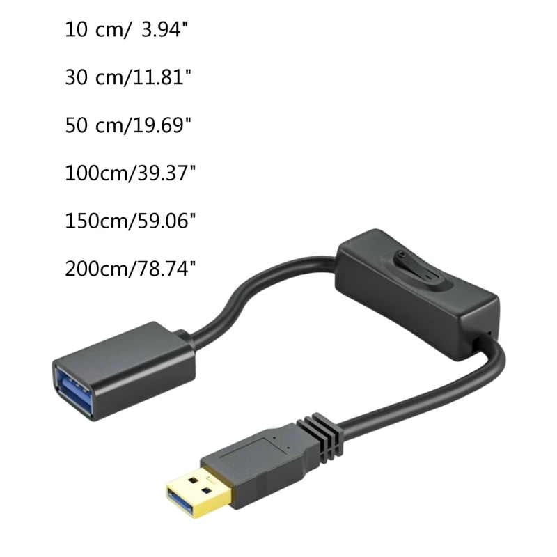 1PC Straight-headed USB 3.0 Extension Cable Cord with On Off Switch Support Data Transfer & Power Supply for USB-powered Fan