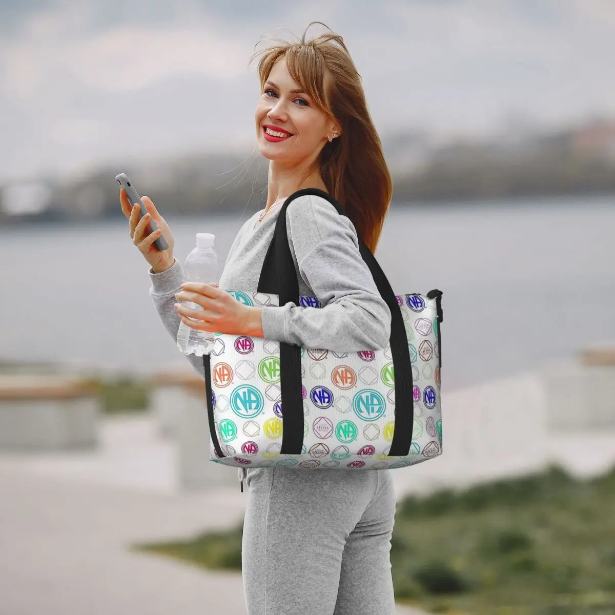 الملونة NA الرموز والشعارات المعلقات مجهول هدية الشاطئ حقيبة سفر حمل الحقائب رياضة اليوغا المرأة التسوق حقيبة كتف واق من المطر