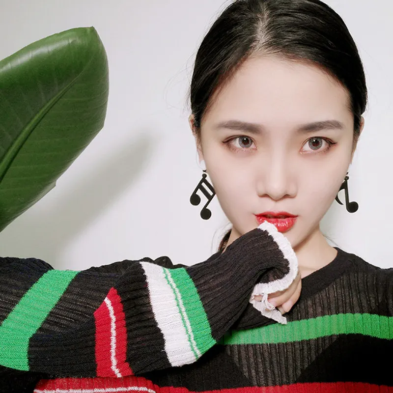 Korean Acrylic Earrings  Personality Asymmetric Music Notes Earrings  Women Accessory Lady Dangle Earrings Jewelry Bijoux