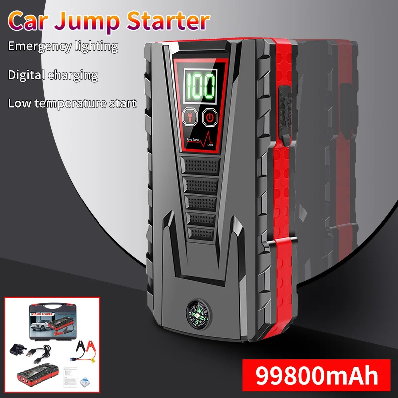 99800mAh Car Jump Starter Power Bank 2500A 12V Portable Car Battery Starter Emergency AUTO Booster Starting Device Jump Start